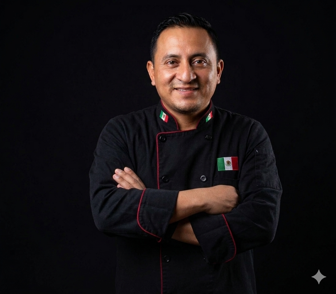 Chef Gabriel Segovia preparando platillos al carbón en El Jacal